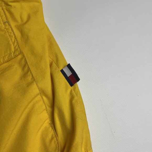 VTG Tommy Hilfiger Hooded Tactical Windbreaker Yellow Rain Jacket Men’s Size M - Picture 8 of 16